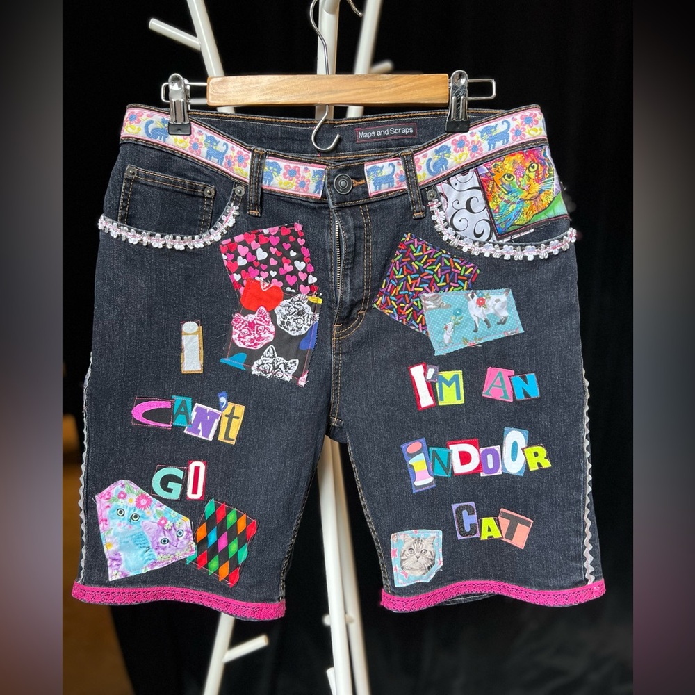 Indoor cat colorful Patchwork Shorts 28” waist